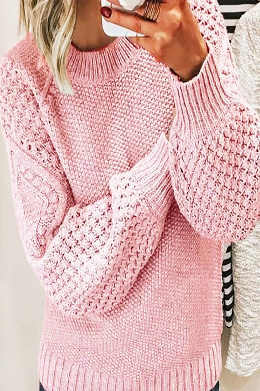 Tops casuales de cuello redondo con parches sólidos (5 colores)