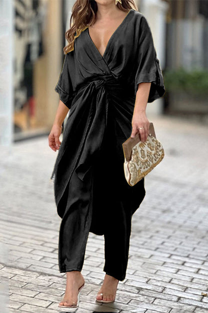 Monos casuales lisos con escote en V y frenillo (5 colores)