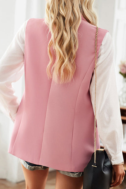 Blusa de estilo británico con botones y cuello vuelto, con bolsillos lisos y sencilla (4 colores)