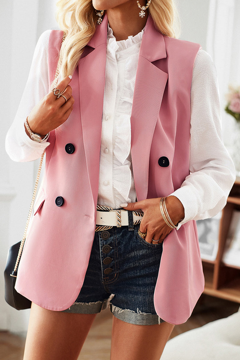 Blusa de estilo británico con botones y cuello vuelto, con bolsillos lisos y sencilla (4 colores)