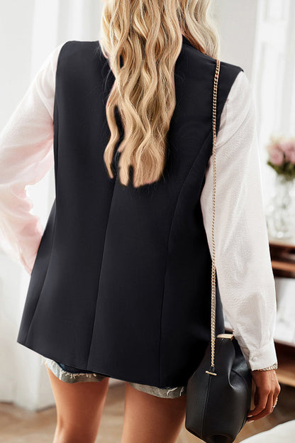 Blusa de estilo británico con botones y cuello vuelto, con bolsillos lisos y sencilla (4 colores)