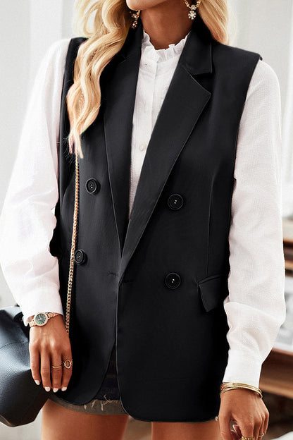 Blusa de estilo británico con botones y cuello vuelto, con bolsillos lisos y sencilla (4 colores)