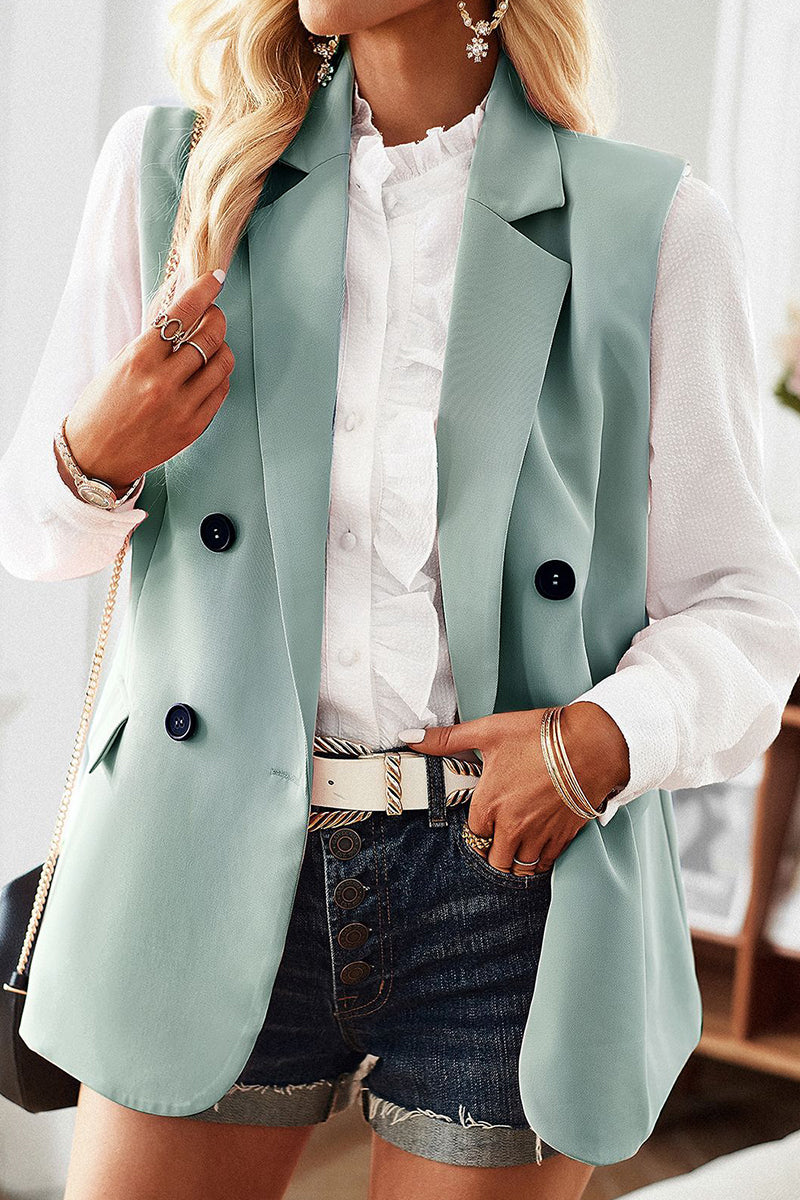 Blusa de estilo británico con botones y cuello vuelto, con bolsillos lisos y sencilla (4 colores)