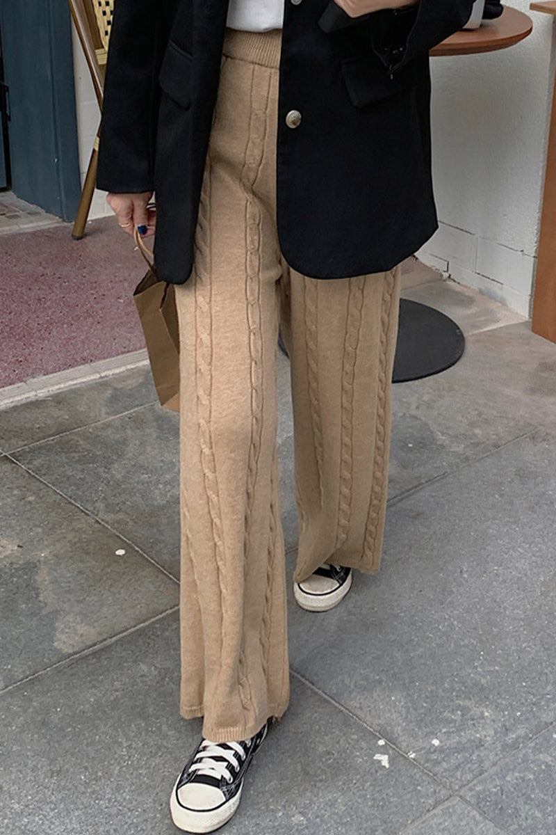 Pantalones casuales sencillos de color liso con parches, holgados y de pierna ancha (6 colores)