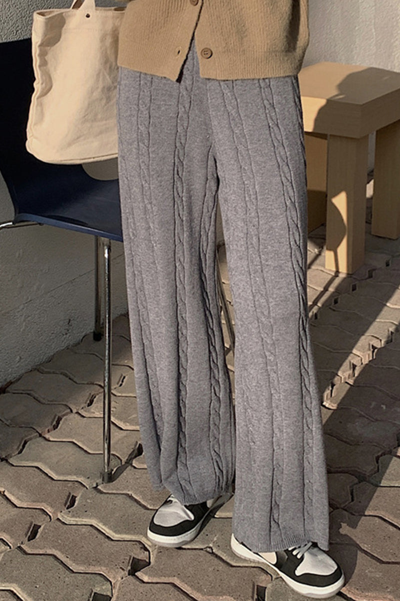 Pantalones casuales sencillos de color liso con parches, holgados y de pierna ancha (6 colores)