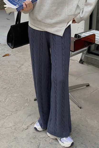 Pantalones casuales sencillos de color liso con parches, holgados y de pierna ancha (6 colores)