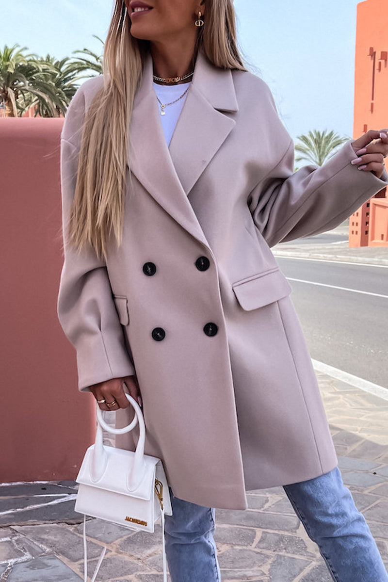 Prendas de abrigo con cuello vuelto, botones sólidos, estilo británico