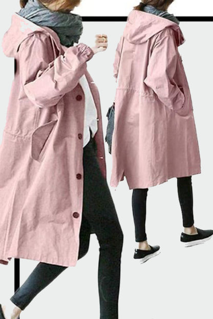 Prenda exterior con capucha y botones de bolsillo de estilo británico (9 colores)