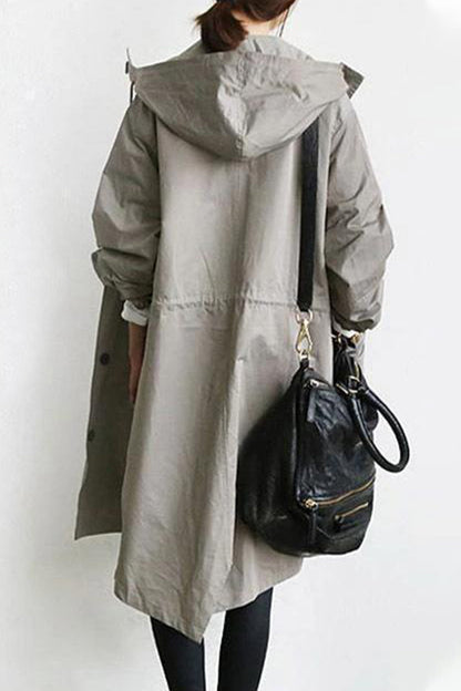 Prenda exterior con capucha y botones de bolsillo de estilo británico (9 colores)