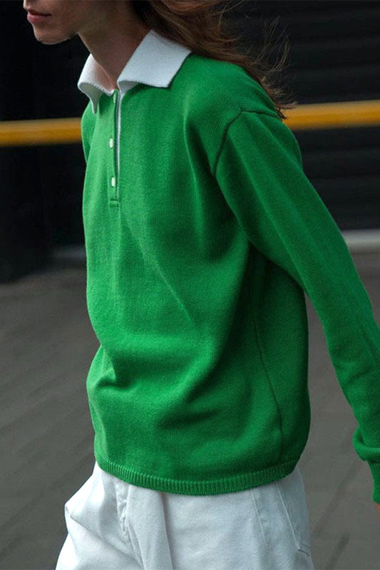 Tops casuales con cuello vuelto y botones lisos