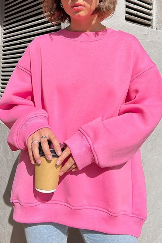 Tops casuales sencillos de cuello redondo lisos