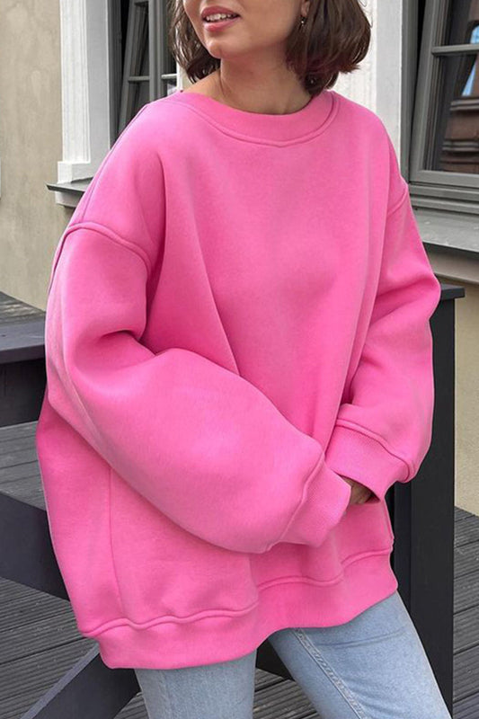 Tops casuales sencillos de cuello redondo lisos