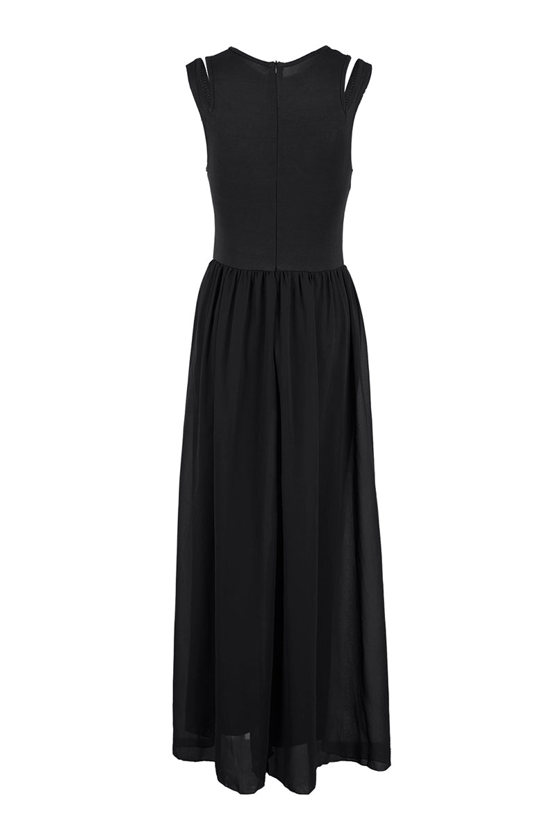 Monos casuales de cuello redondo con parches sólidos y regulares