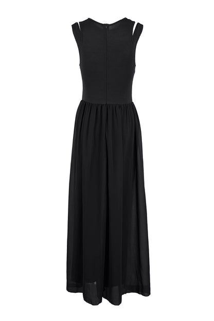 Monos casuales de cuello redondo con parches sólidos y regulares