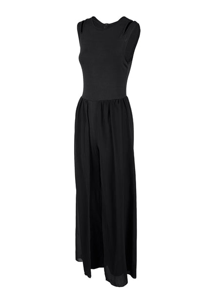 Monos casuales de cuello redondo con parches sólidos y regulares