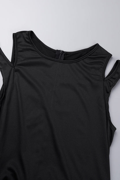 Monos casuales de cuello redondo con parches sólidos y regulares