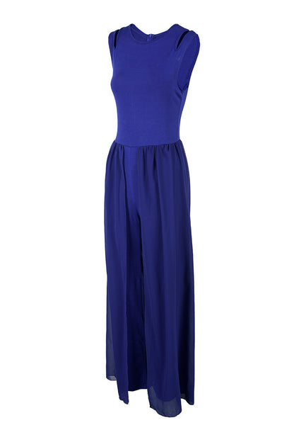 Monos casuales de cuello redondo con parches sólidos y regulares