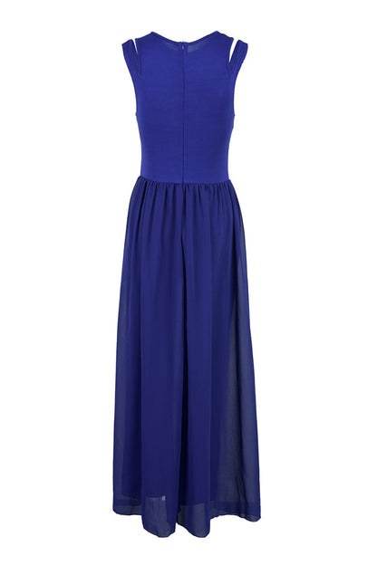 Monos casuales de cuello redondo con parches sólidos y regulares