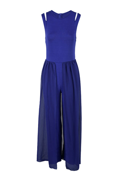 Monos casuales de cuello redondo con parches sólidos y regulares