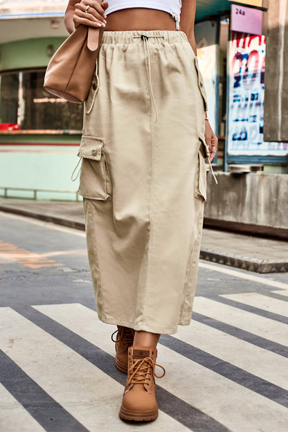 Casual Street Solid Draw String Pocket Loose Type A Patchwork Bottoms