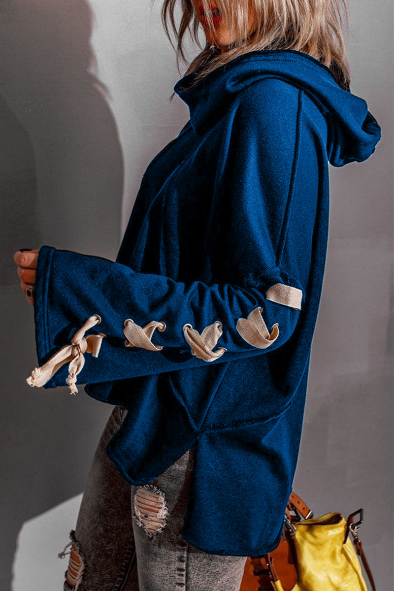 Tops casuales con cuello y capucha de vendaje sólido