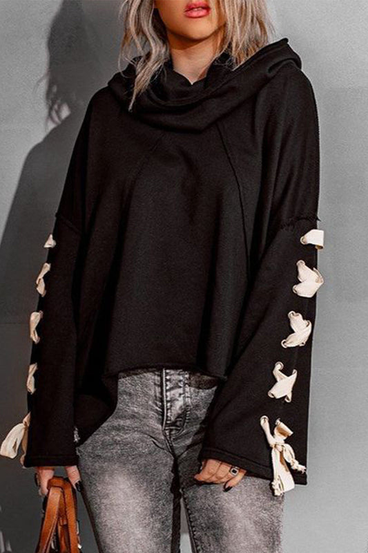 Tops casuales con cuello y capucha de vendaje sólido