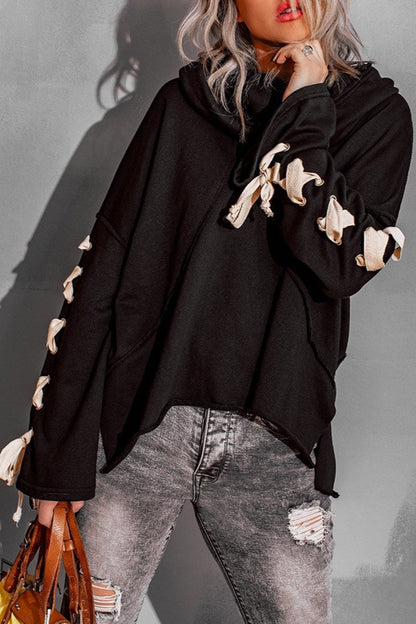 Tops casuales con cuello y capucha de vendaje sólido