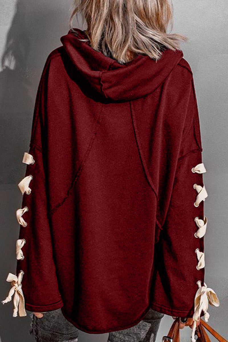 Tops casuales con cuello y capucha de vendaje sólido