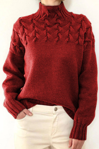 Suéteres casuales de cuello alto de tejido liso (11 colores)