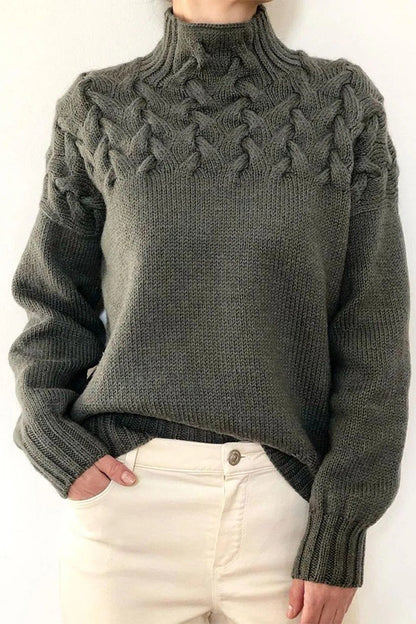 Suéteres casuales de cuello alto de tejido liso (11 colores)
