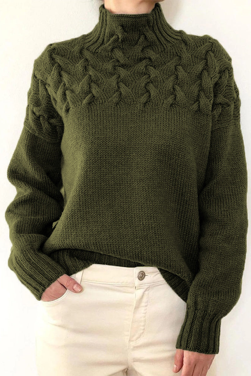 Suéteres casuales de cuello alto de tejido liso (11 colores)