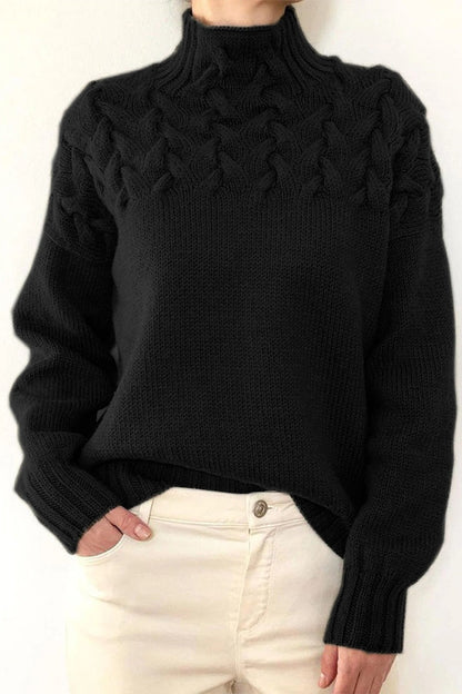 Suéteres casuales de cuello alto de tejido liso (11 colores)