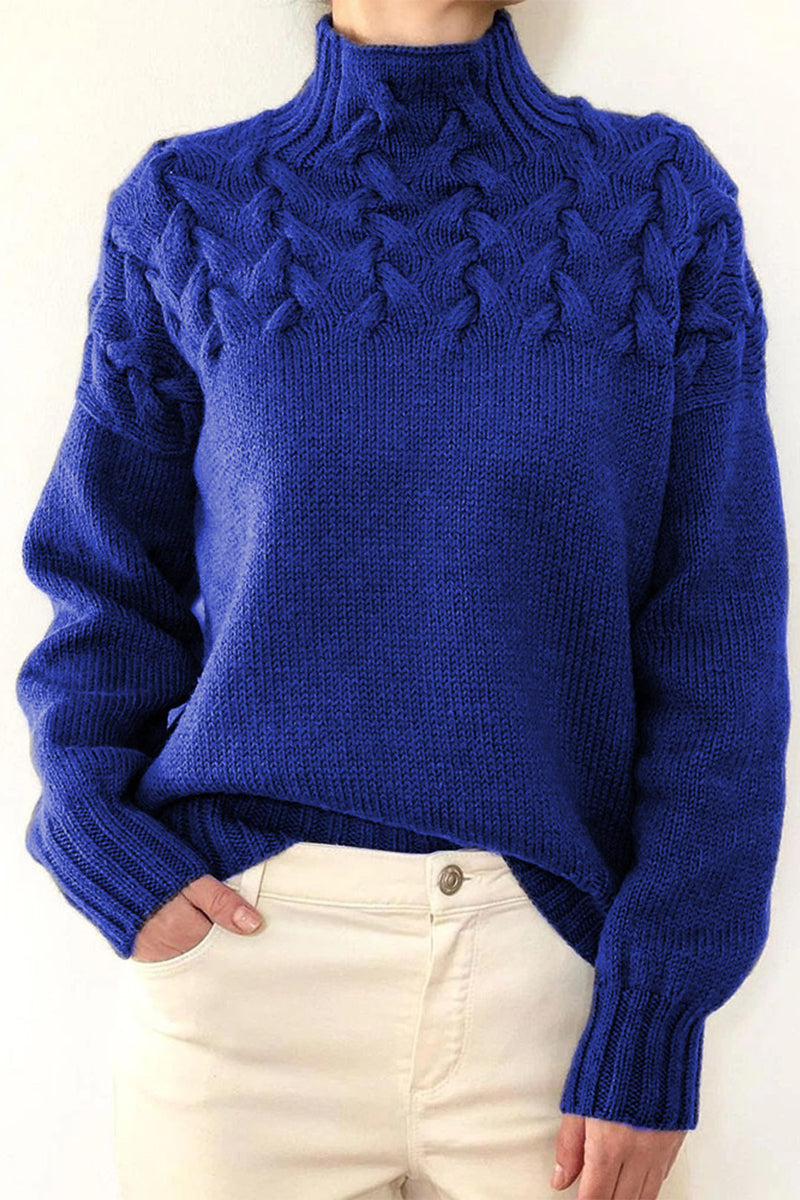 Suéteres casuales de cuello alto de tejido liso (11 colores)