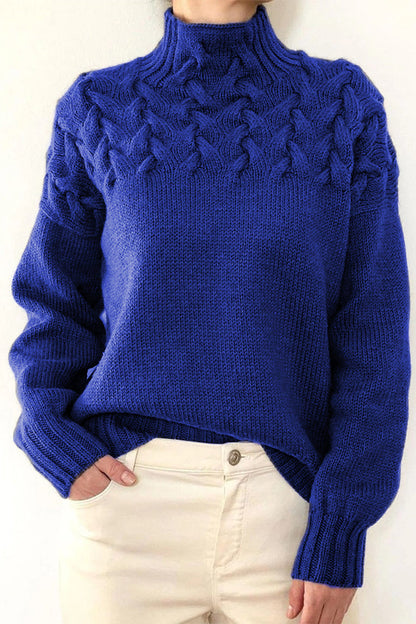 Suéteres casuales de cuello alto de tejido liso (11 colores)