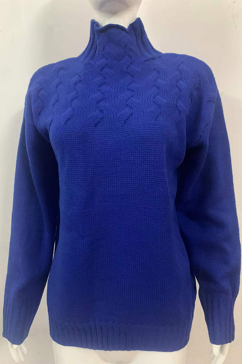 Suéteres casuales de cuello alto de tejido liso (11 colores)