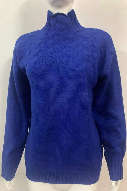 Suéteres casuales de cuello alto de tejido liso (11 colores)