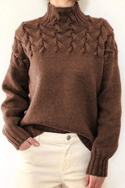Suéteres casuales de cuello alto de tejido liso (11 colores)