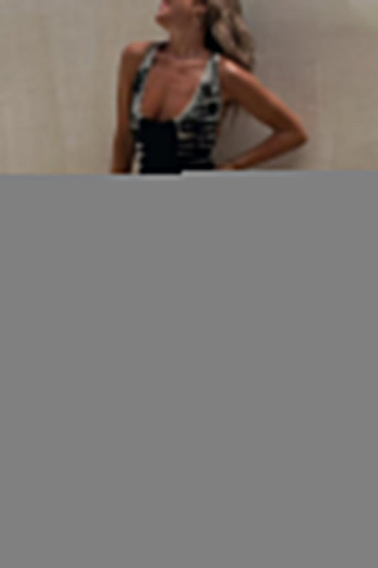 Sexy Vacation Print Backless U Neck Printed Dress Dresses