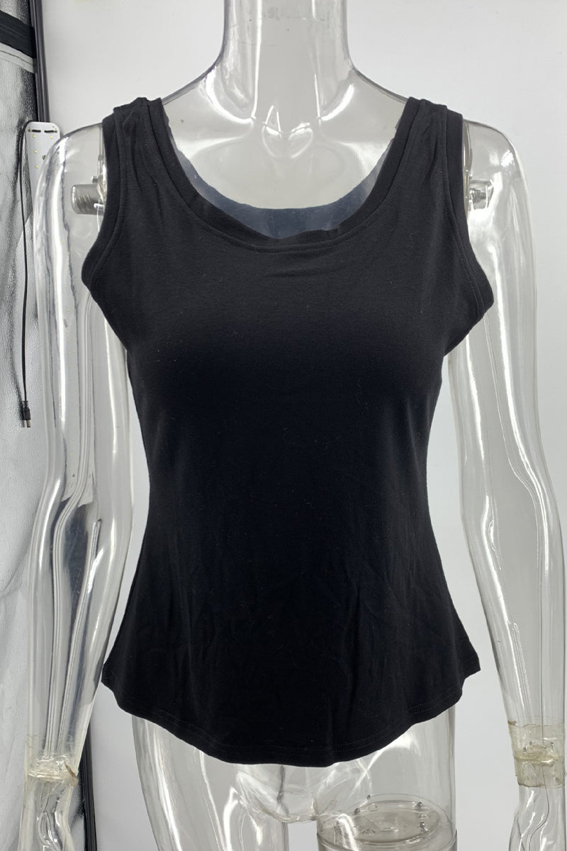 Sexy Simplicity Solid U Neck Tops