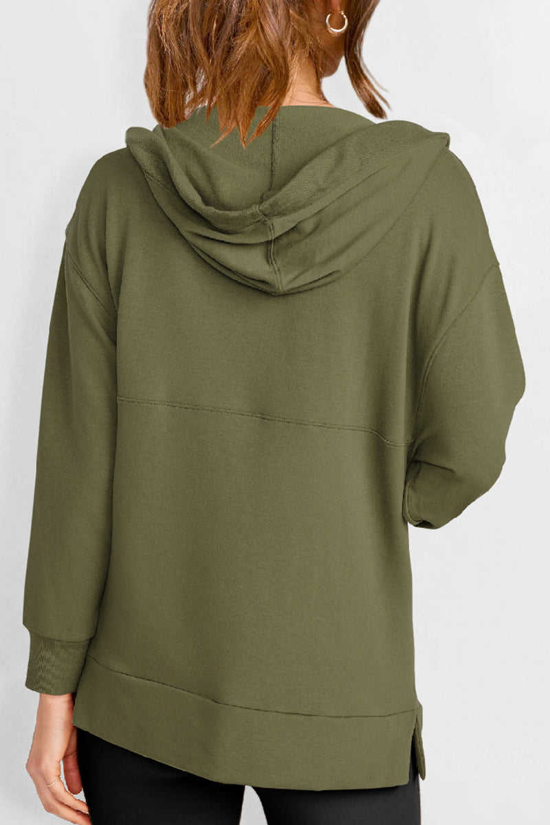 Tops casuales de cuello en V con bolsillos sólidos