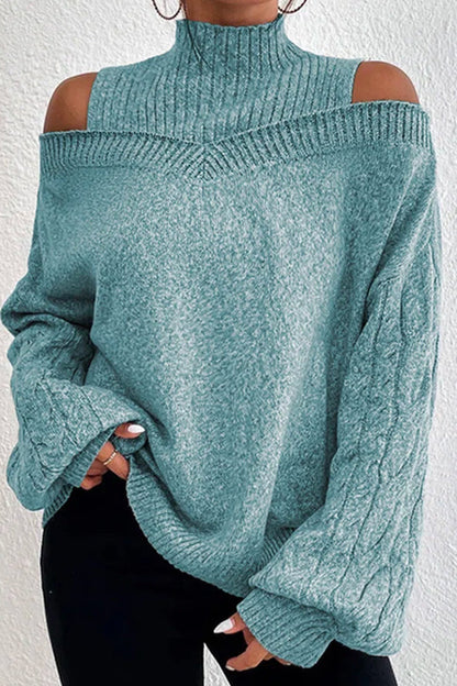Suéteres casuales de cuello alto con parches huecos y sólidos (3 colores)