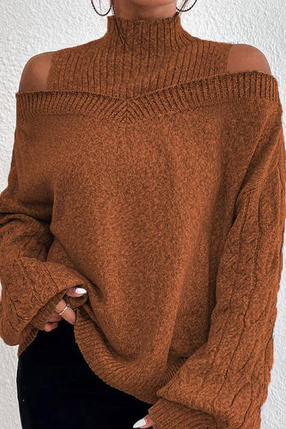 Suéteres casuales de cuello alto con parches huecos y sólidos (3 colores)