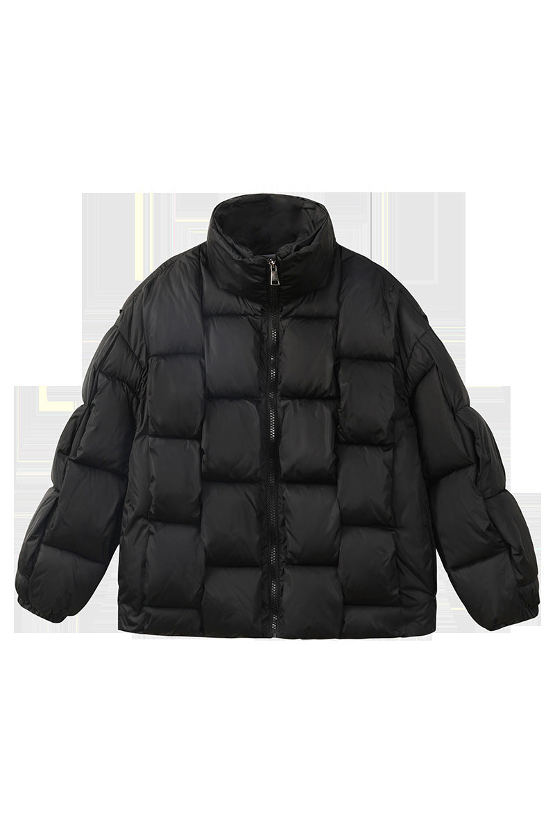 Prenda exterior informal de cuello alto con cremallera y retazos sólidos (5 colores)