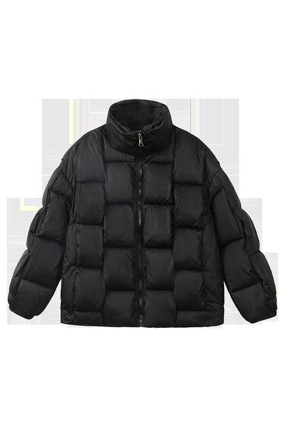 Prenda exterior informal de cuello alto con cremallera y retazos sólidos (5 colores)