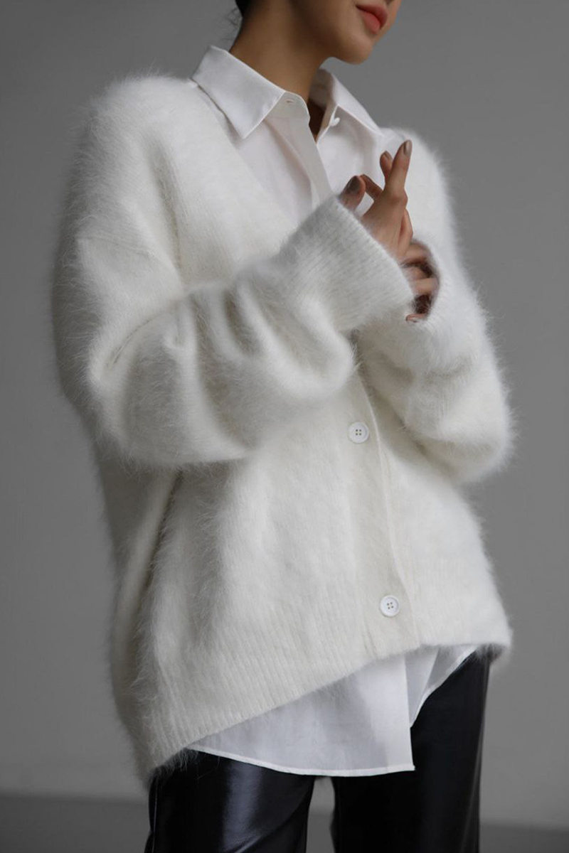 Prendas elegantes de cuello en V con botones lisos de celebridades (5 colores)