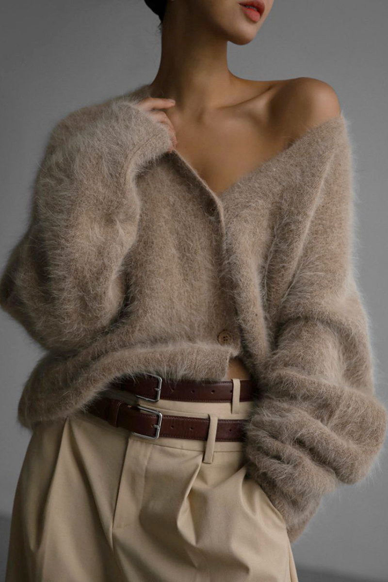 Prendas elegantes de cuello en V con botones lisos de celebridades (5 colores)