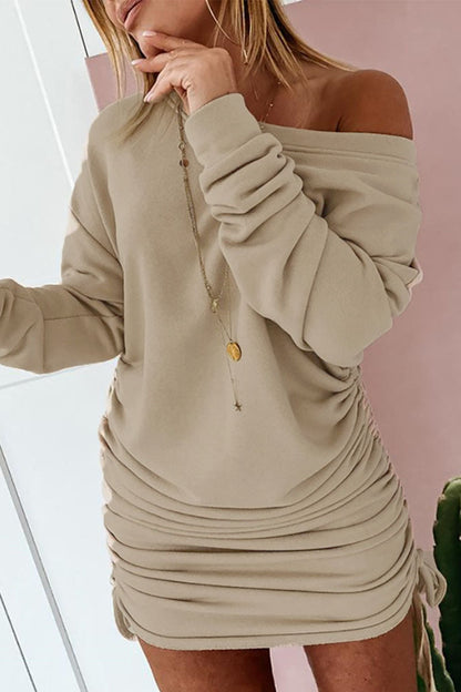 Vestidos de falda tubo con cuello redondo y frenillo de patchwork liso de calle (6 colores)