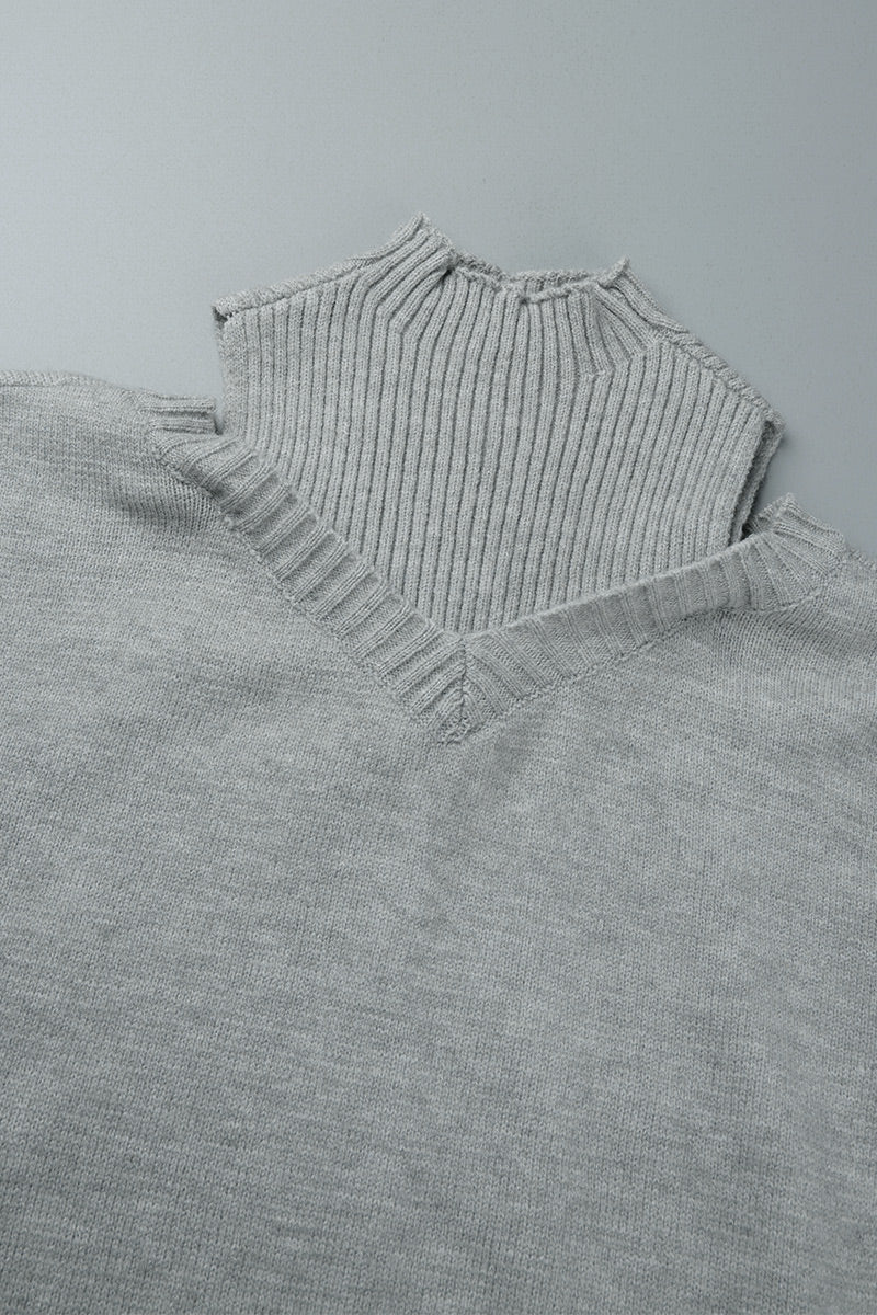 Suéteres casuales de cuello alto con parches huecos y sólidos (3 colores)