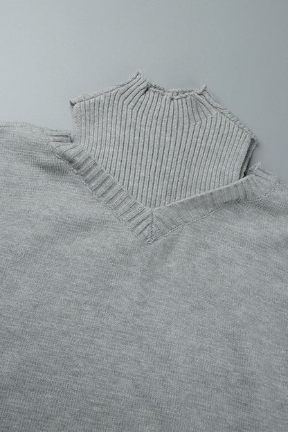 Suéteres casuales de cuello alto con parches huecos y sólidos (3 colores)