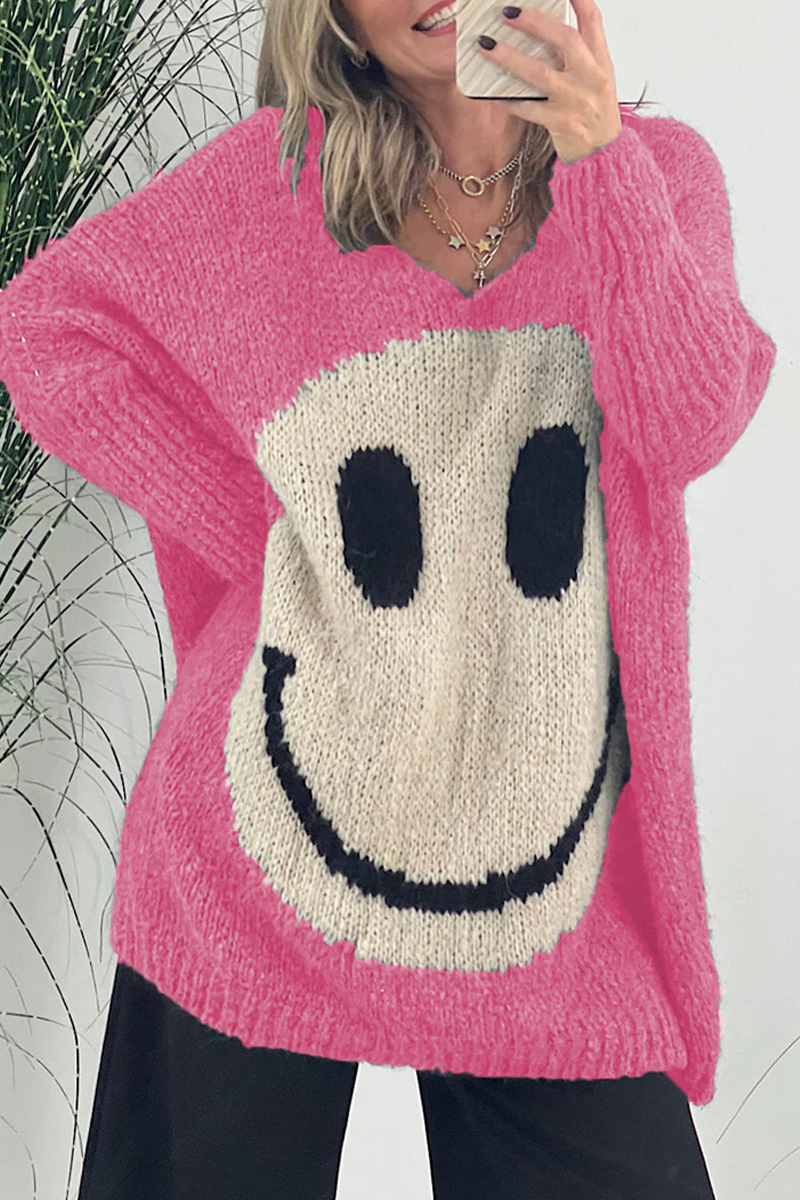 Tops casuales de cuello en V con tejido de contraste sólido